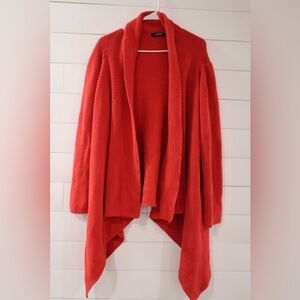Lauren Ralph Lauren Red Draped Open Front Cotton Cardigan One‎ Size